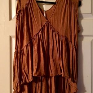Free People burnt mustard high-low tank